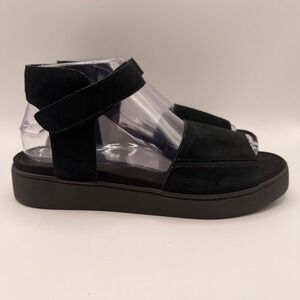 Vionic Black Suede Strappy Platform Wedge Sandals Women Size 8.5